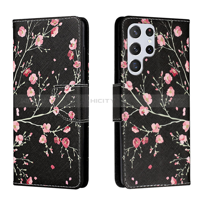 Custodia Portafoglio In Pelle Fantasia Modello Cover con Supporto H01X per Samsung Galaxy S23 Ultra 5G Nero