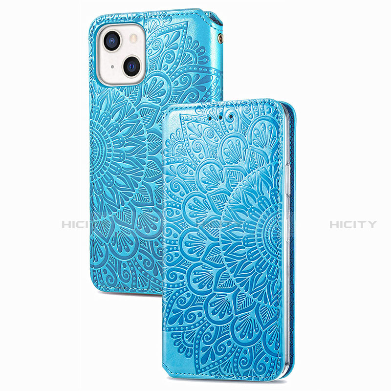 Custodia Portafoglio In Pelle Fantasia Modello Cover con Supporto H02 per Apple iPhone 13 Blu