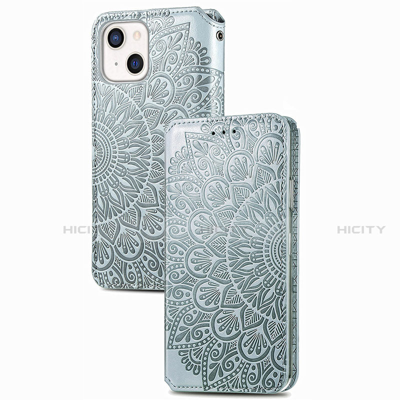 Custodia Portafoglio In Pelle Fantasia Modello Cover con Supporto H02 per Apple iPhone 13 Mini Argento