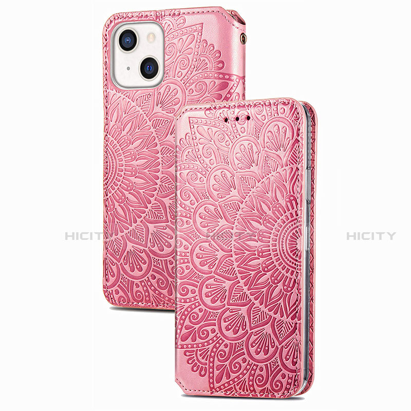 Custodia Portafoglio In Pelle Fantasia Modello Cover con Supporto H02 per Apple iPhone 13 Oro Rosa