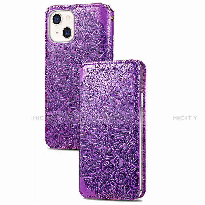 Custodia Portafoglio In Pelle Fantasia Modello Cover con Supporto H02 per Apple iPhone 13 Viola