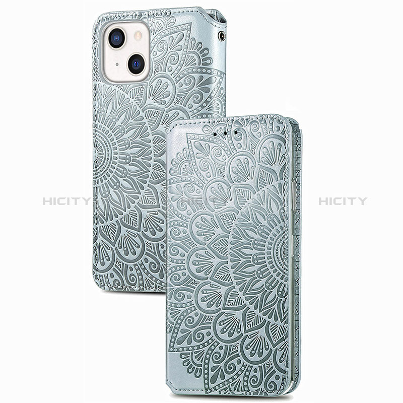 Custodia Portafoglio In Pelle Fantasia Modello Cover con Supporto H02 per Apple iPhone 15 Argento