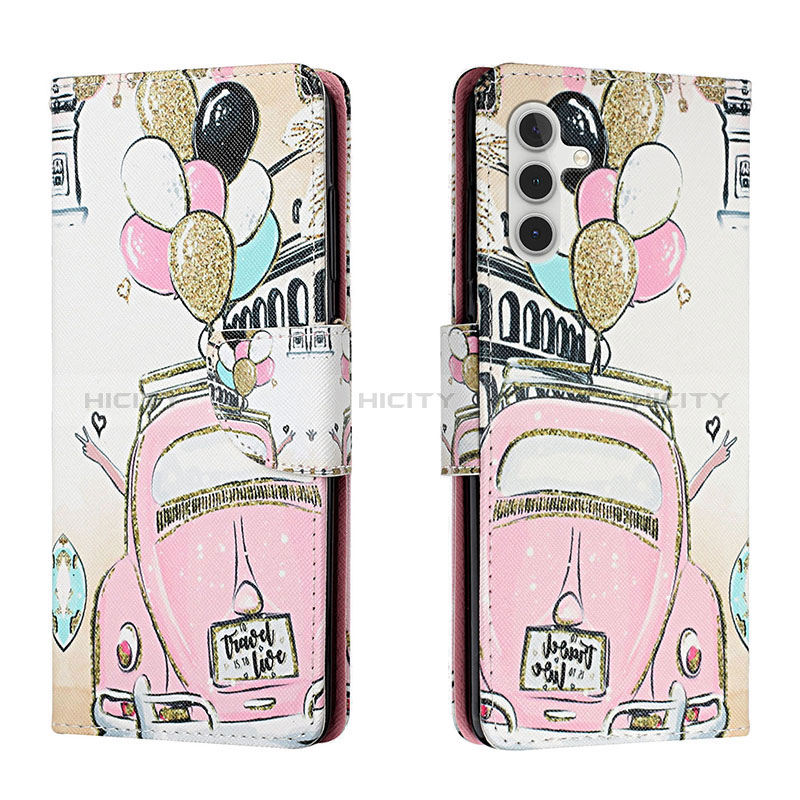 Custodia Portafoglio In Pelle Fantasia Modello Cover con Supporto H02X per Samsung Galaxy A04s Rosa