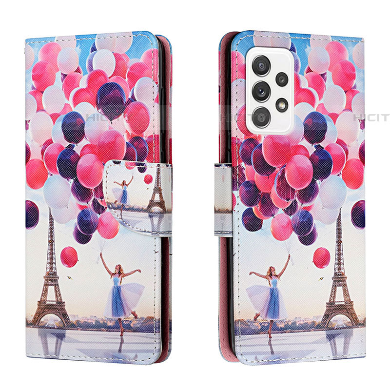 Custodia Portafoglio In Pelle Fantasia Modello Cover con Supporto H02X per Samsung Galaxy A53 5G Multicolore