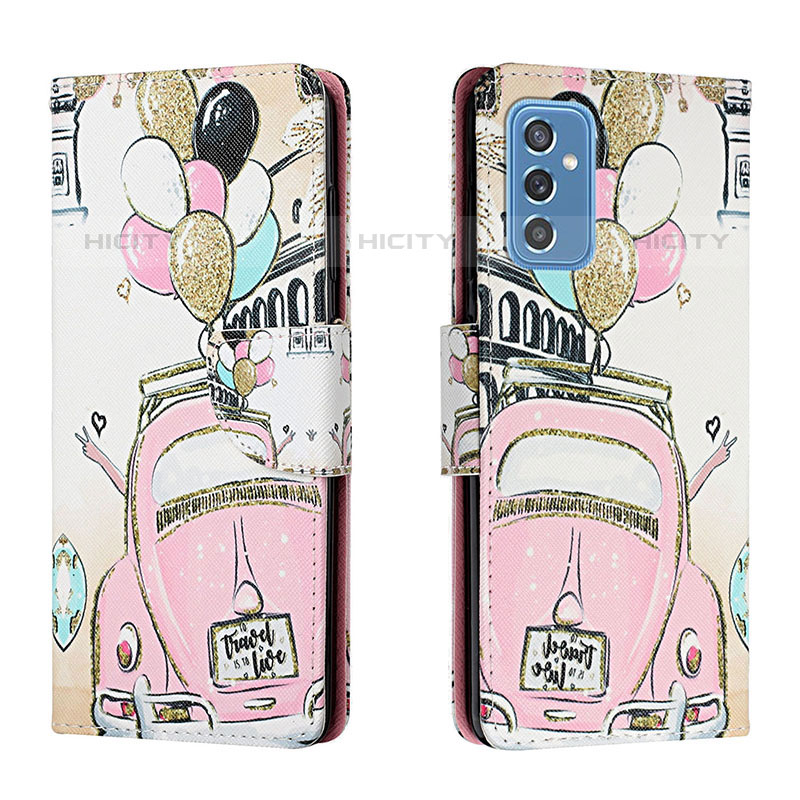 Custodia Portafoglio In Pelle Fantasia Modello Cover con Supporto H02X per Samsung Galaxy M52 5G Rosa