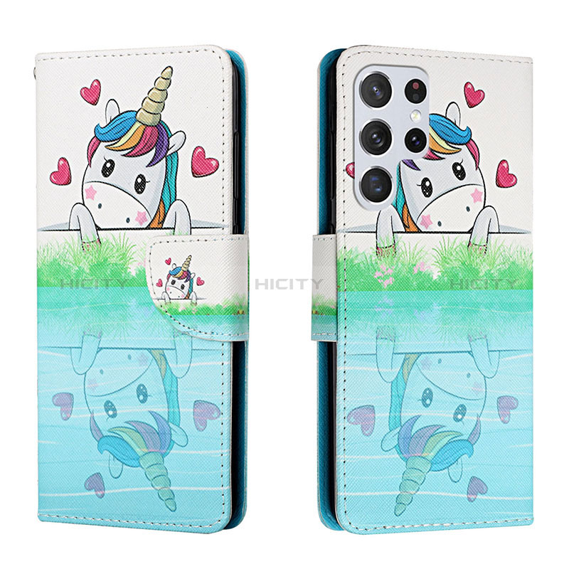 Custodia Portafoglio In Pelle Fantasia Modello Cover con Supporto H02X per Samsung Galaxy S22 Ultra 5G