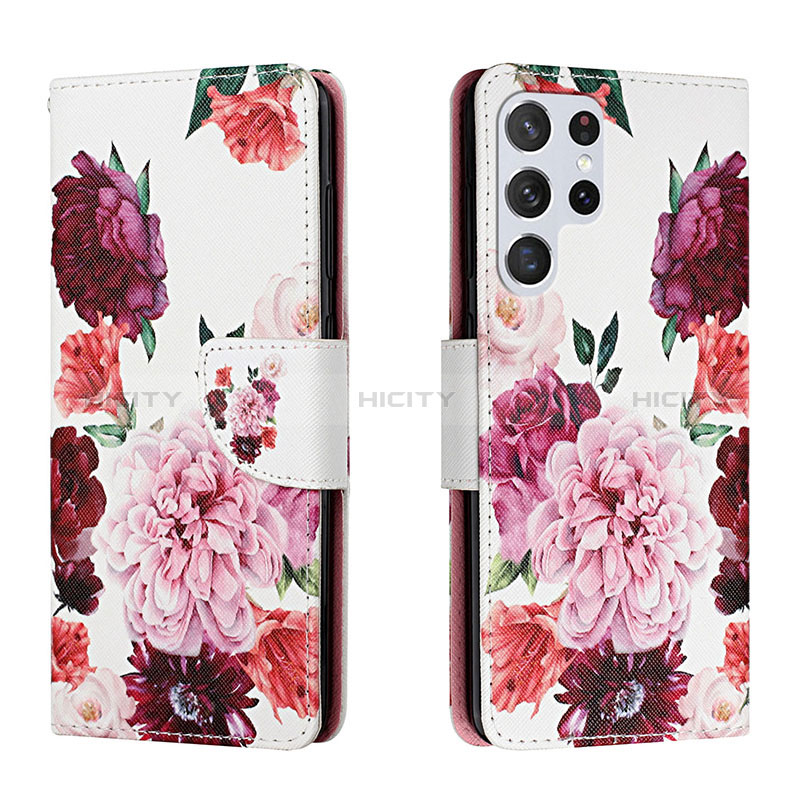 Custodia Portafoglio In Pelle Fantasia Modello Cover con Supporto H02X per Samsung Galaxy S22 Ultra 5G