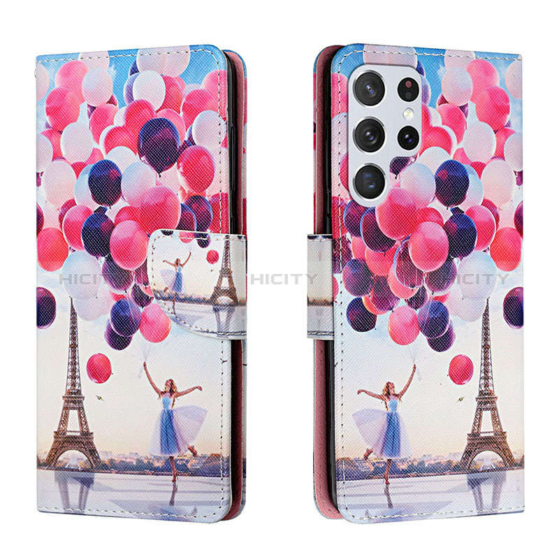 Custodia Portafoglio In Pelle Fantasia Modello Cover con Supporto H02X per Samsung Galaxy S22 Ultra 5G