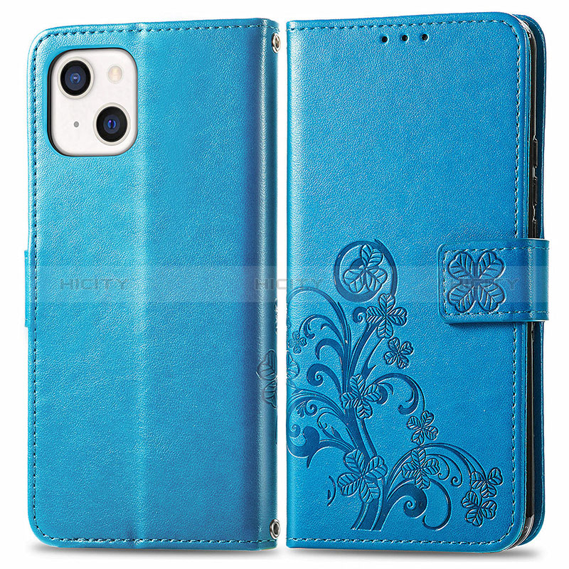 Custodia Portafoglio In Pelle Fantasia Modello Cover con Supporto H03 per Apple iPhone 15 Blu