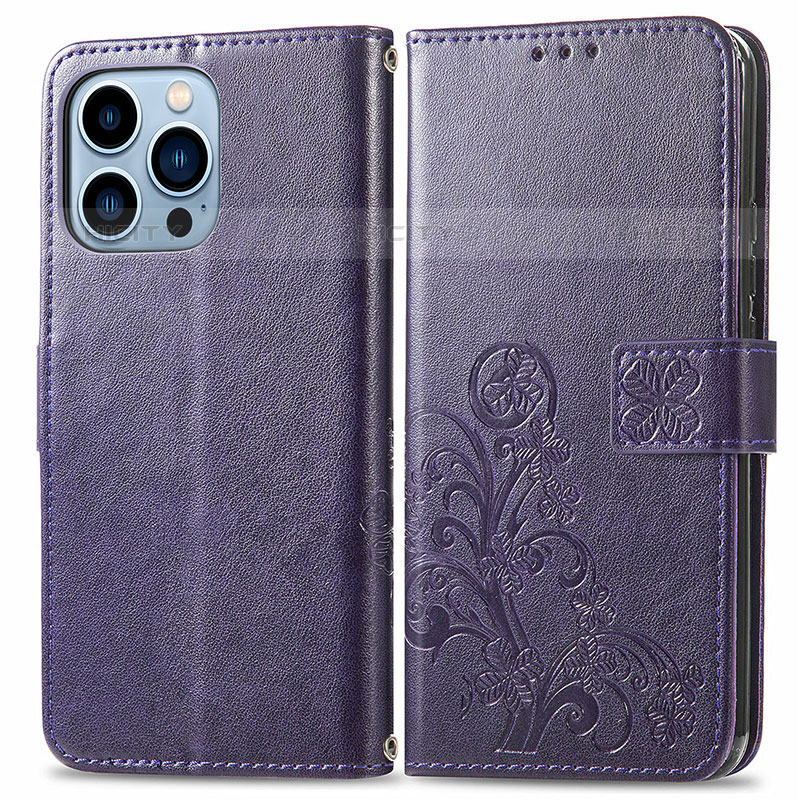 Custodia Portafoglio In Pelle Fantasia Modello Cover con Supporto H03 per Apple iPhone 15 Pro Max Viola