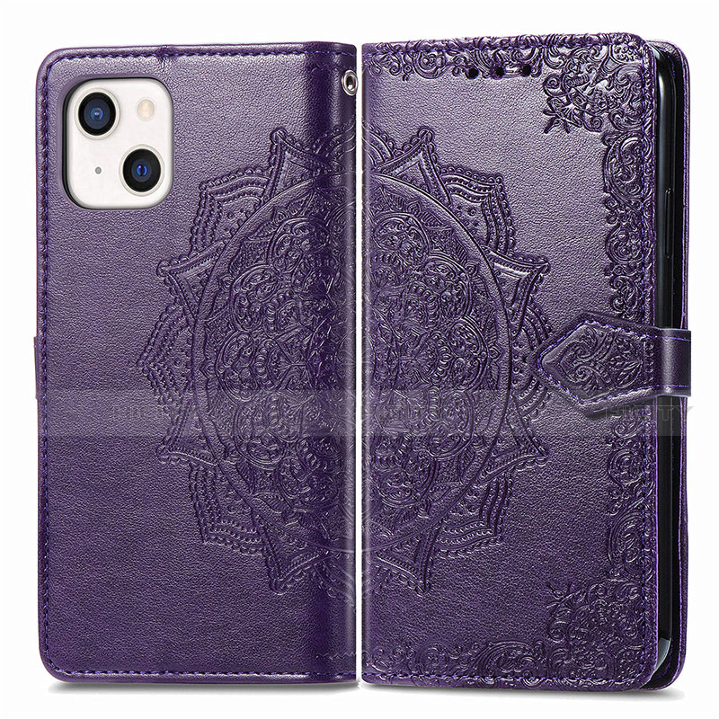 Custodia Portafoglio In Pelle Fantasia Modello Cover con Supporto H05 per Apple iPhone 13