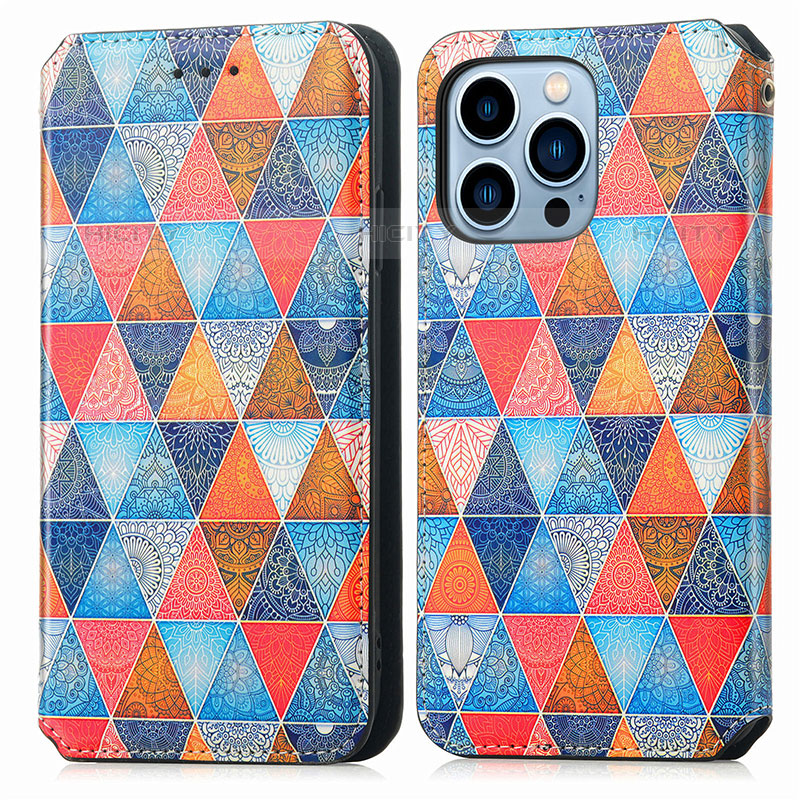 Custodia Portafoglio In Pelle Fantasia Modello Cover con Supporto H10 per Apple iPhone 16 Pro Multicolore