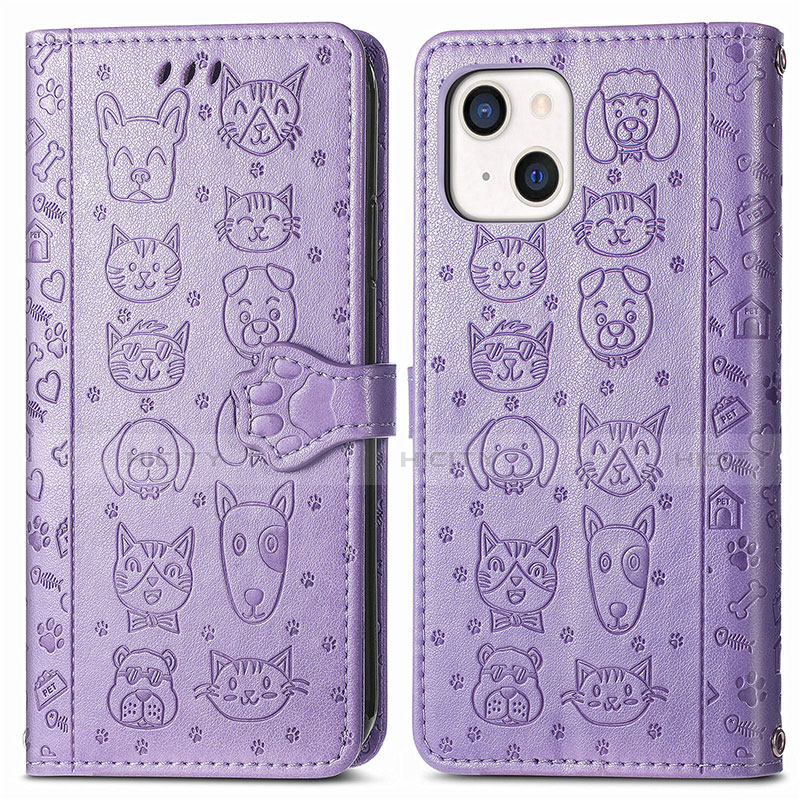 Custodia Portafoglio In Pelle Fantasia Modello Cover con Supporto H11 per Apple iPhone 14 Plus Viola