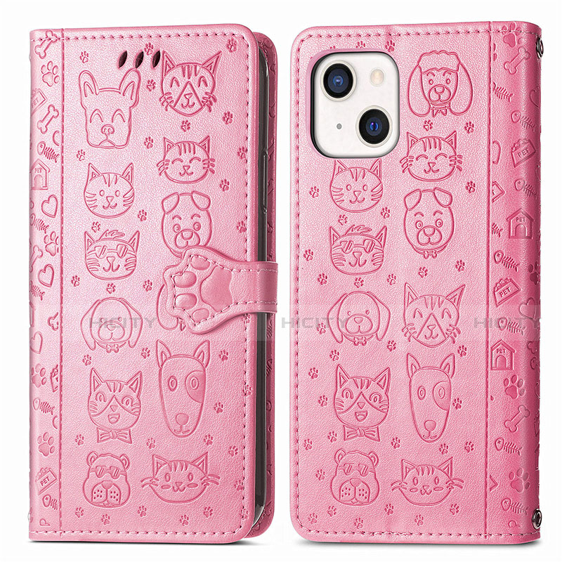 Custodia Portafoglio In Pelle Fantasia Modello Cover con Supporto H11 per Apple iPhone 14 Rosa