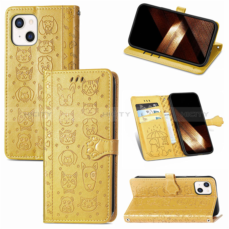 Custodia Portafoglio In Pelle Fantasia Modello Cover con Supporto H12 per Apple iPhone 15 Plus