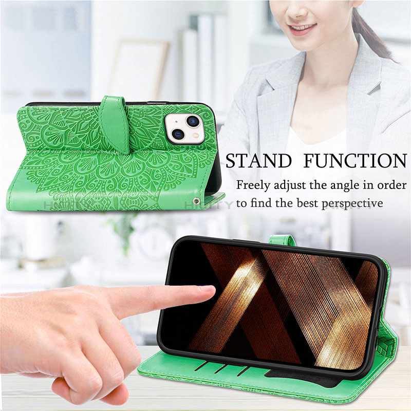 Custodia Portafoglio In Pelle Fantasia Modello Cover con Supporto H13 per Apple iPhone 15