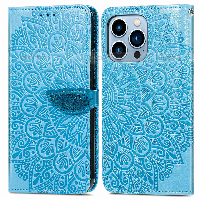 Custodia Portafoglio In Pelle Fantasia Modello Cover con Supporto H13 per Apple iPhone 16 Pro Blu