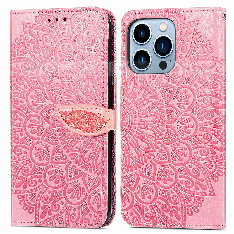 Custodia Portafoglio In Pelle Fantasia Modello Cover con Supporto H13 per Apple iPhone 16 Pro Oro Rosa