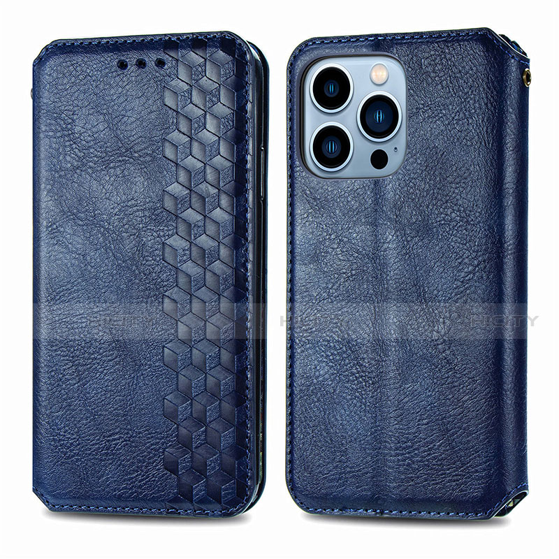 Custodia Portafoglio In Pelle Fantasia Modello Cover con Supporto H15 per Apple iPhone 13 Pro Blu