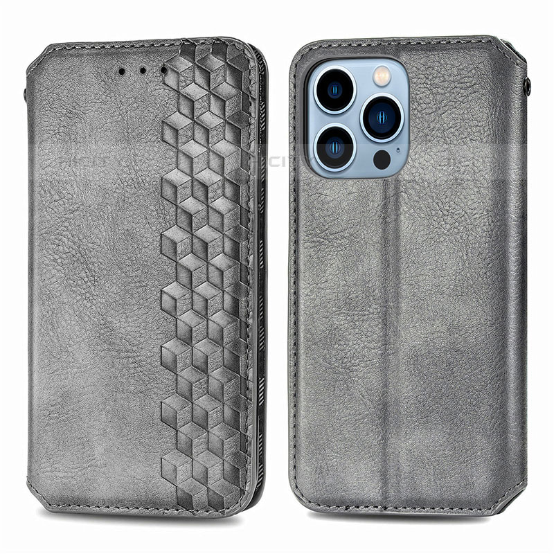 Custodia Portafoglio In Pelle Fantasia Modello Cover con Supporto H15 per Apple iPhone 16 Pro Max Grigio