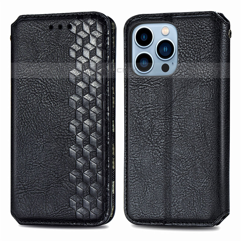 Custodia Portafoglio In Pelle Fantasia Modello Cover con Supporto H15 per Apple iPhone 16 Pro Max Nero