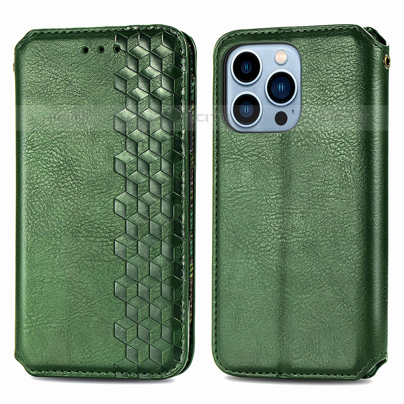 Custodia Portafoglio In Pelle Fantasia Modello Cover con Supporto H15 per Apple iPhone 16 Pro Max Verde