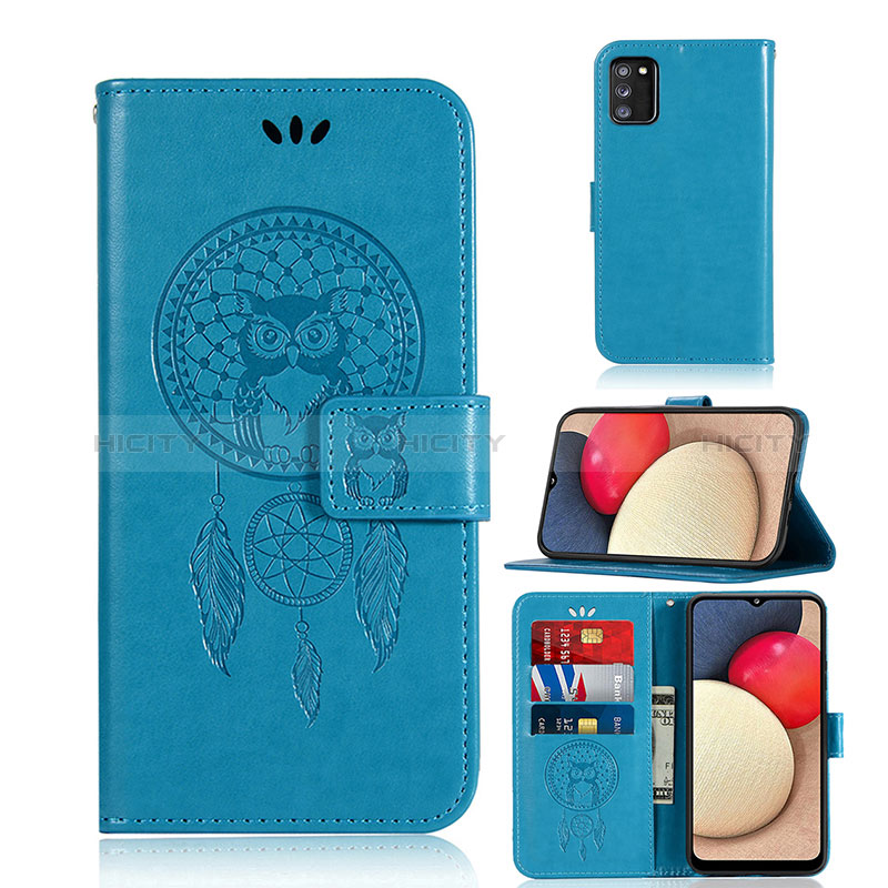 Custodia Portafoglio In Pelle Fantasia Modello Cover con Supporto JX1 per Samsung Galaxy A02s Blu