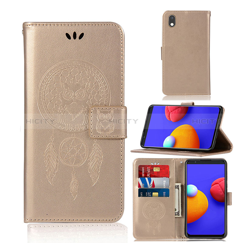 Custodia Portafoglio In Pelle Fantasia Modello Cover con Supporto JX1 per Samsung Galaxy M01 Core Oro