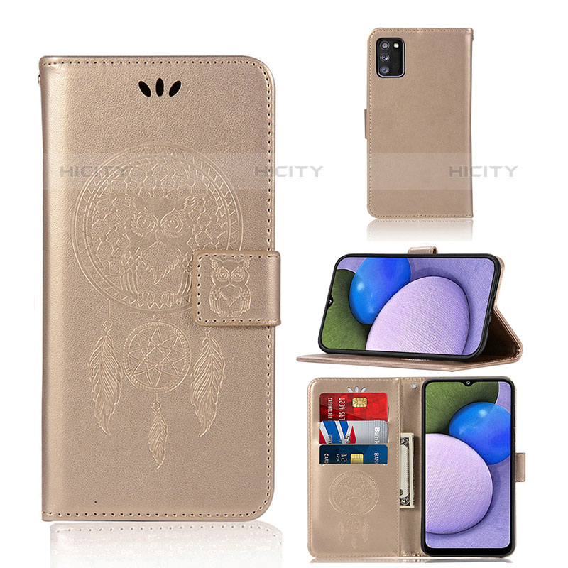 Custodia Portafoglio In Pelle Fantasia Modello Cover con Supporto JX1 per Samsung Galaxy M02s Oro