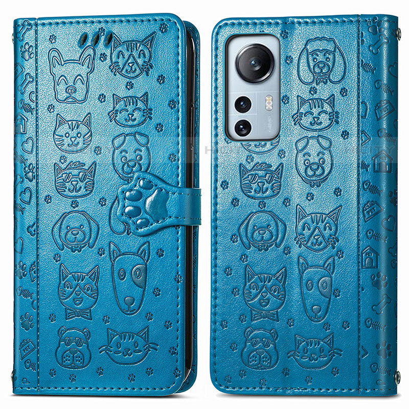 Custodia Portafoglio In Pelle Fantasia Modello Cover con Supporto L01 per Xiaomi Mi 12S 5G Blu