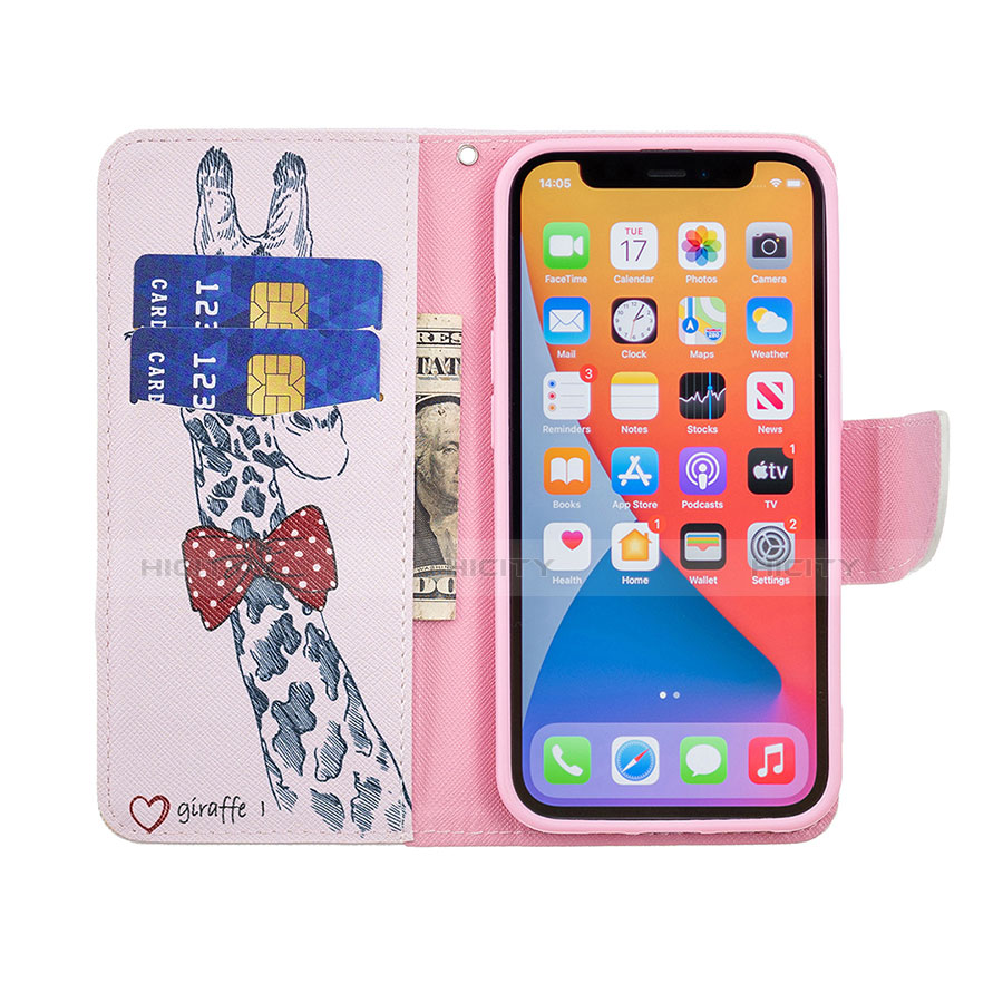 Custodia Portafoglio In Pelle Fantasia Modello Cover con Supporto L02 per Apple iPhone 13 Pro Max Nero