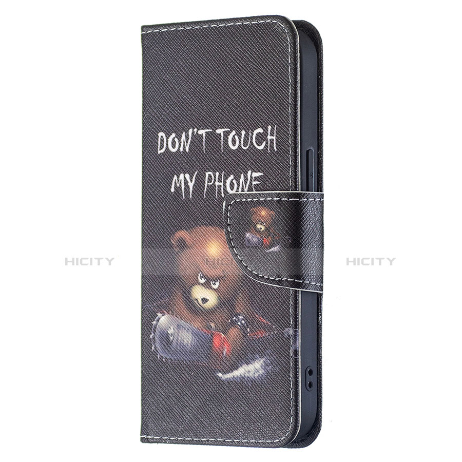 Custodia Portafoglio In Pelle Fantasia Modello Cover con Supporto L02 per Apple iPhone 14 Plus Nero