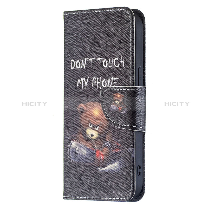 Custodia Portafoglio In Pelle Fantasia Modello Cover con Supporto L02 per Apple iPhone 15 Plus Nero