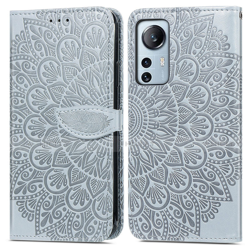 Custodia Portafoglio In Pelle Fantasia Modello Cover con Supporto L02 per Xiaomi Mi 12 5G Grigio