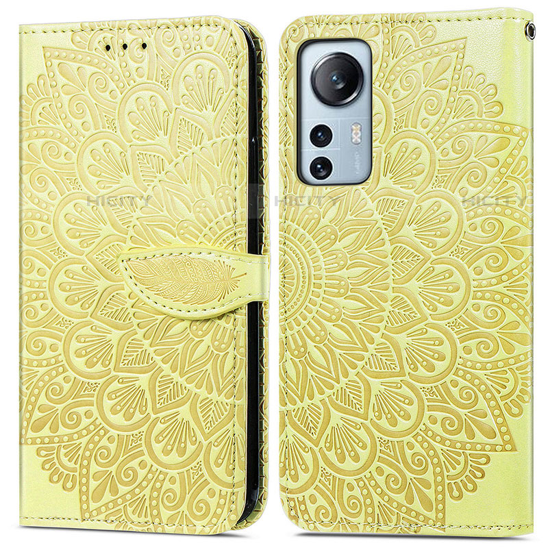 Custodia Portafoglio In Pelle Fantasia Modello Cover con Supporto L02 per Xiaomi Mi 12 Lite 5G Giallo