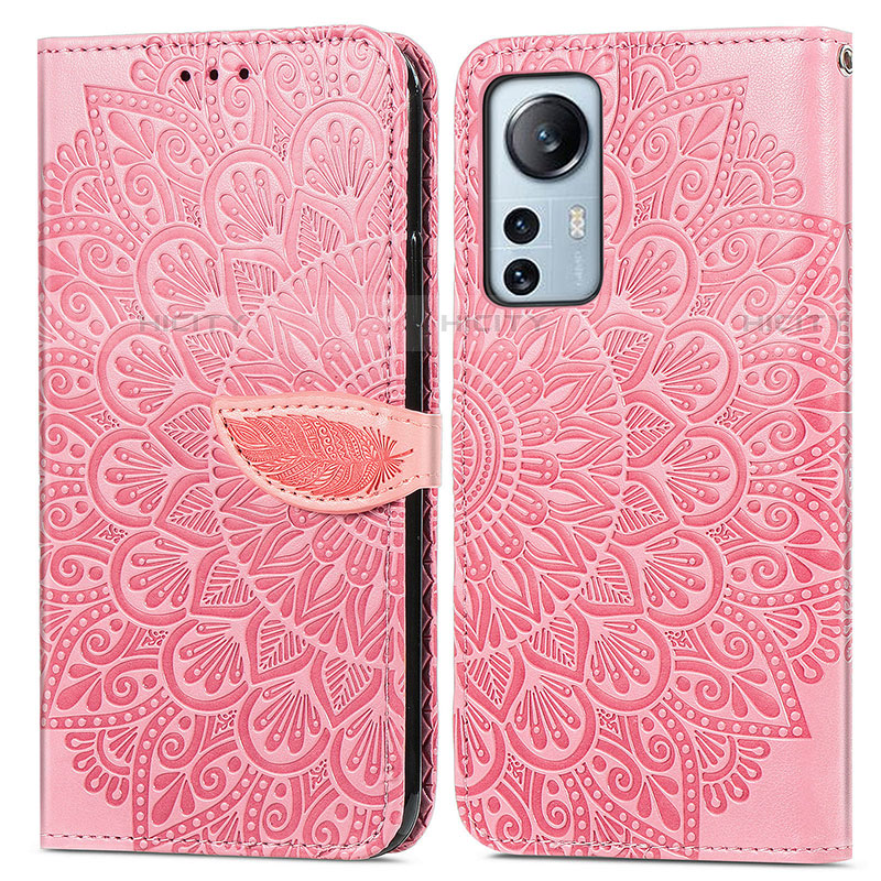 Custodia Portafoglio In Pelle Fantasia Modello Cover con Supporto L02 per Xiaomi Mi 12 Lite 5G Rosa