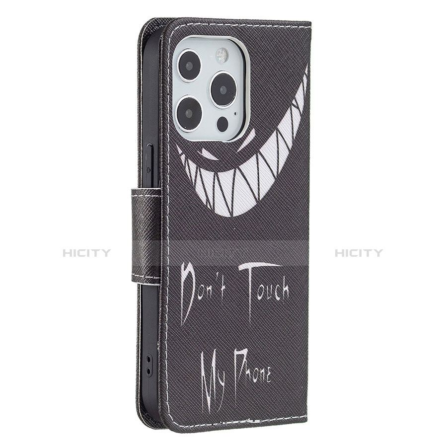 Custodia Portafoglio In Pelle Fantasia Modello Cover con Supporto L03 per Apple iPhone 13 Pro Max Nero