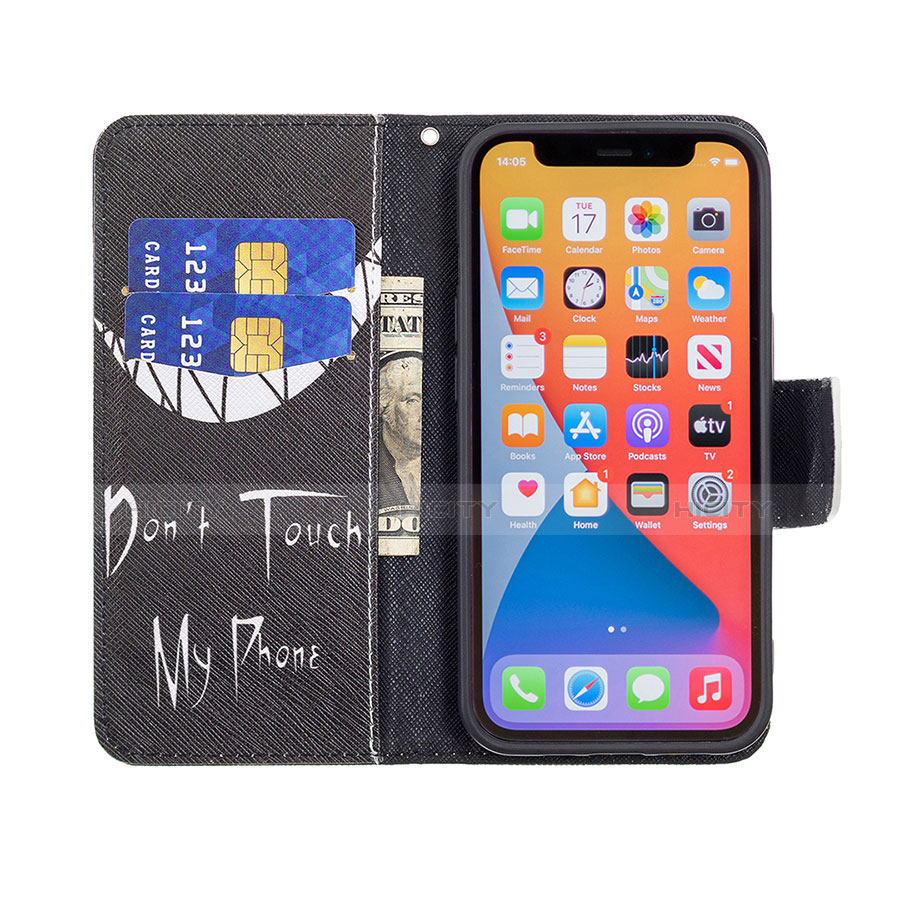 Custodia Portafoglio In Pelle Fantasia Modello Cover con Supporto L03 per Apple iPhone 13 Pro Max Nero