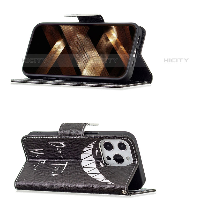 Custodia Portafoglio In Pelle Fantasia Modello Cover con Supporto L03 per Apple iPhone 15 Pro Max Nero