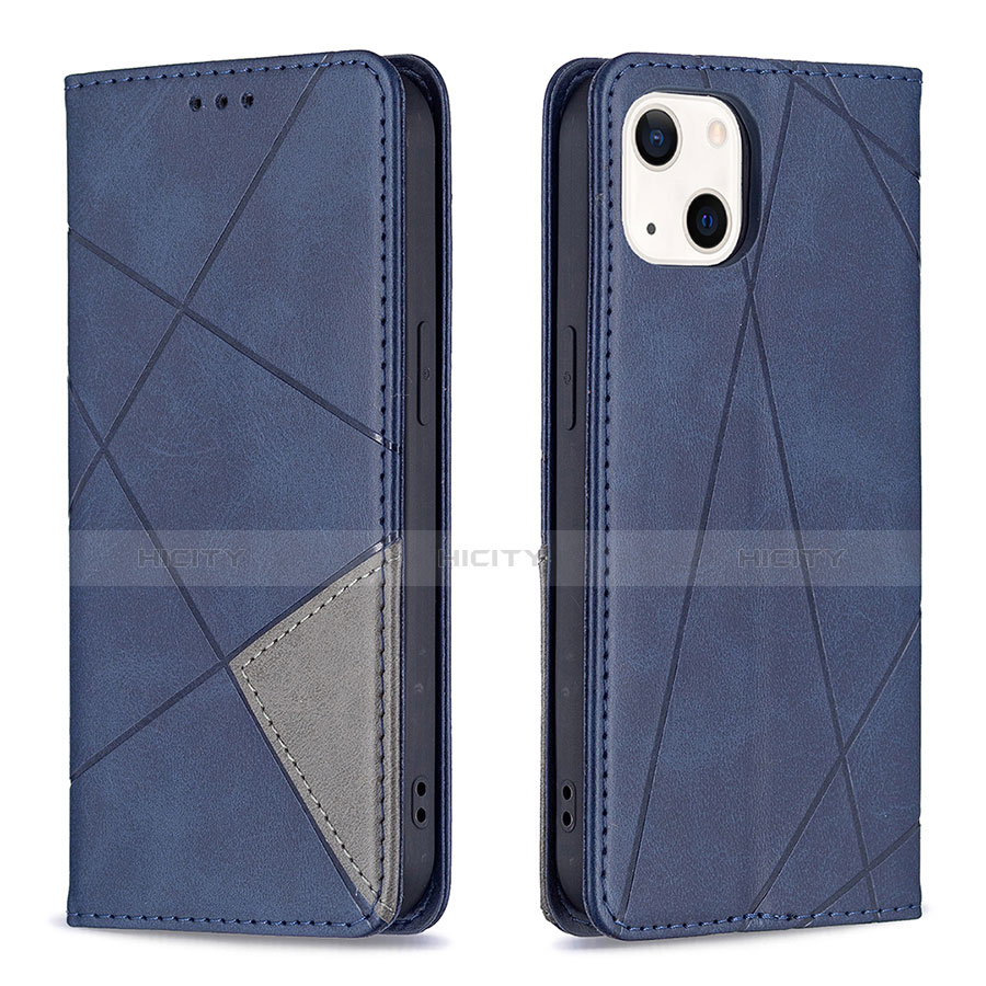 Custodia Portafoglio In Pelle Fantasia Modello Cover con Supporto L04 per Apple iPhone 13 Blu