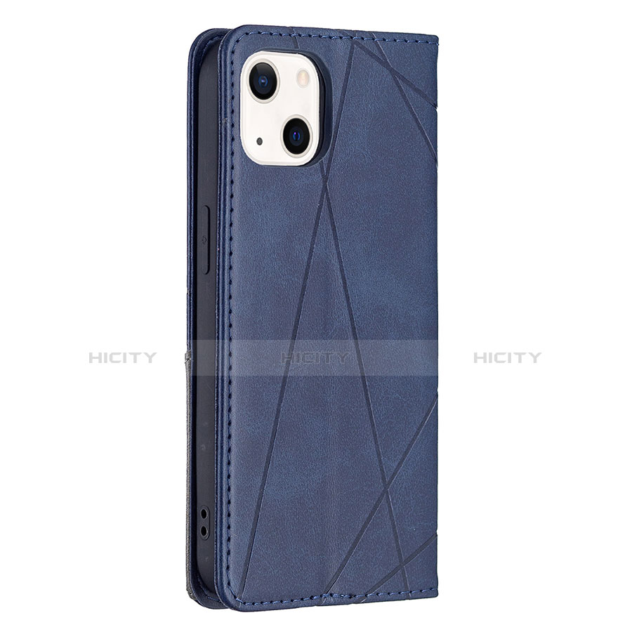 Custodia Portafoglio In Pelle Fantasia Modello Cover con Supporto L04 per Apple iPhone 13 Blu