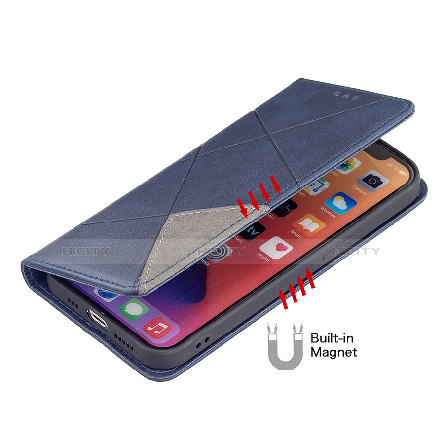 Custodia Portafoglio In Pelle Fantasia Modello Cover con Supporto L04 per Apple iPhone 13 Blu