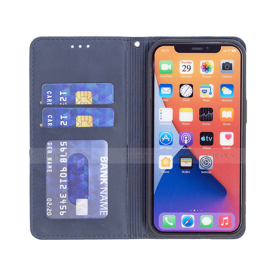 Custodia Portafoglio In Pelle Fantasia Modello Cover con Supporto L04 per Apple iPhone 13 Blu