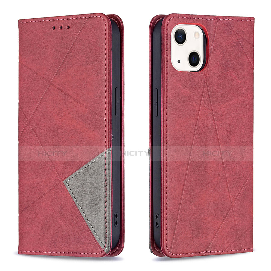 Custodia Portafoglio In Pelle Fantasia Modello Cover con Supporto L04 per Apple iPhone 13 Mini Rosso