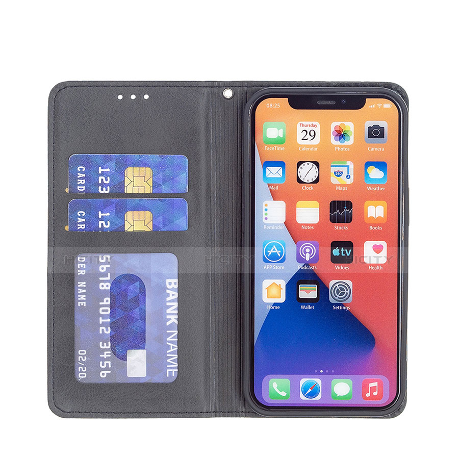 Custodia Portafoglio In Pelle Fantasia Modello Cover con Supporto L04 per Apple iPhone 13 Nero