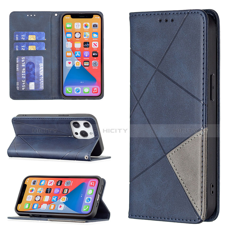 Custodia Portafoglio In Pelle Fantasia Modello Cover con Supporto L04 per Apple iPhone 13 Pro Blu