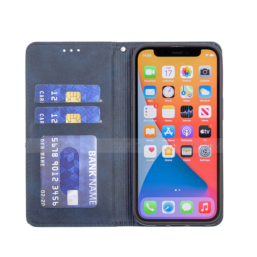 Custodia Portafoglio In Pelle Fantasia Modello Cover con Supporto L04 per Apple iPhone 13 Pro Blu