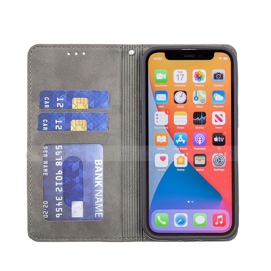 Custodia Portafoglio In Pelle Fantasia Modello Cover con Supporto L04 per Apple iPhone 13 Pro Grigio