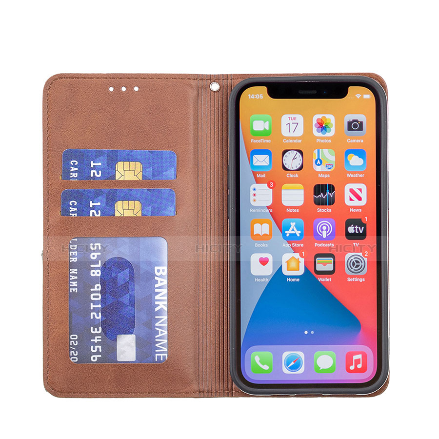 Custodia Portafoglio In Pelle Fantasia Modello Cover con Supporto L04 per Apple iPhone 13 Pro Marrone