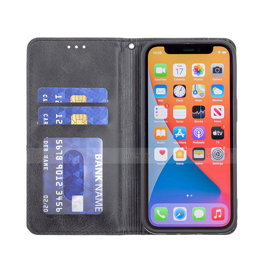 Custodia Portafoglio In Pelle Fantasia Modello Cover con Supporto L04 per Apple iPhone 13 Pro Nero